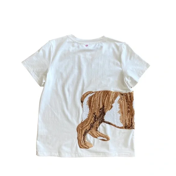 Sparkle City Women White Bulldog Sequin XXL wrap around mississippi state shirt - Picture 2 of 6